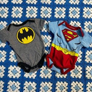 Batman and Superman onesies set of 2